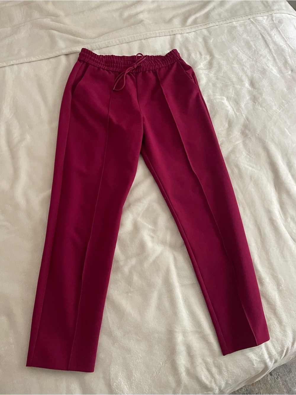 French Connection Deep Magenta Elastic Waist Dress Pant